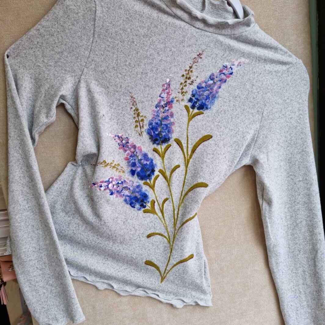 Jersey pintado a mano lavanda