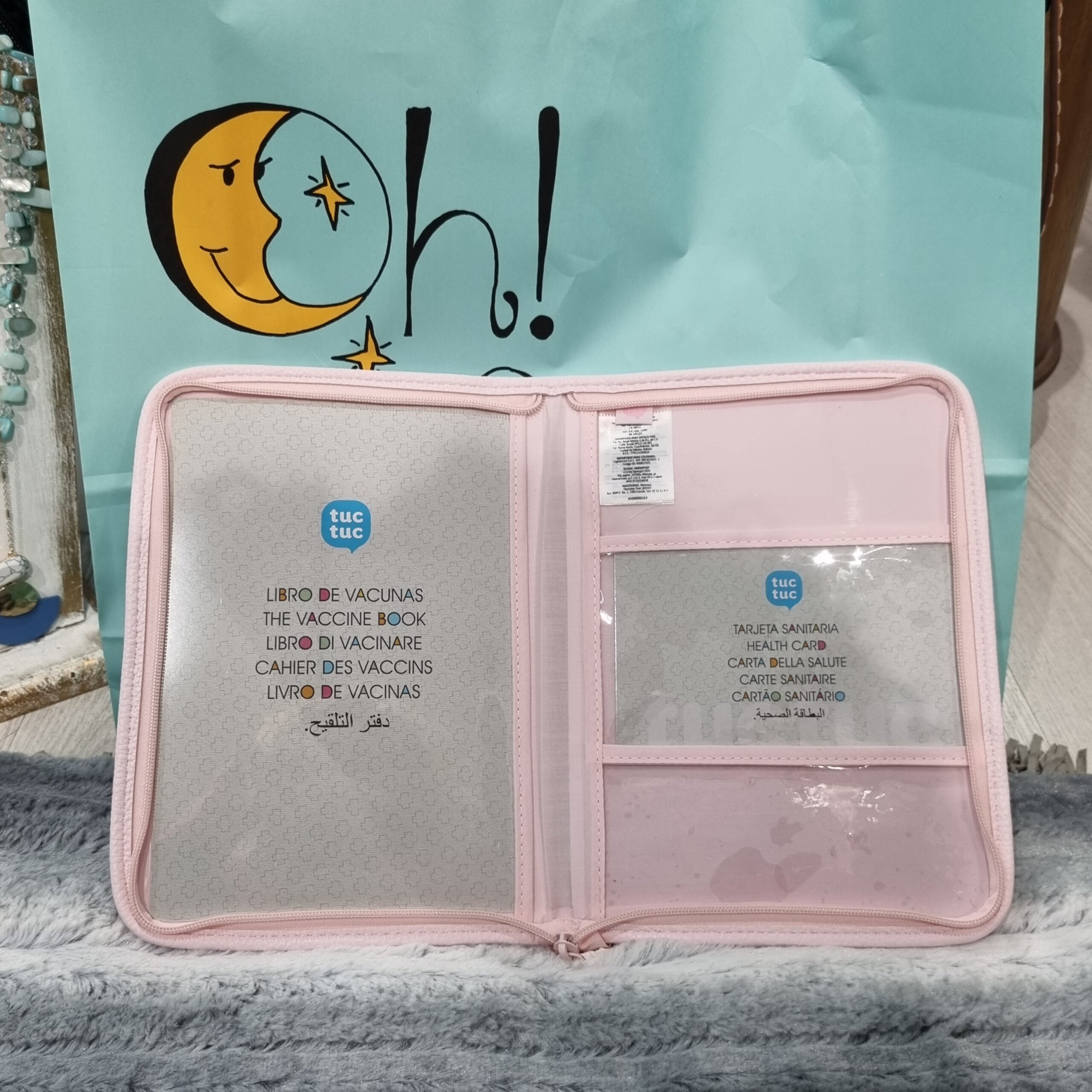 Portadocumentos de bebé personalizado borla gris - Oh!Luna