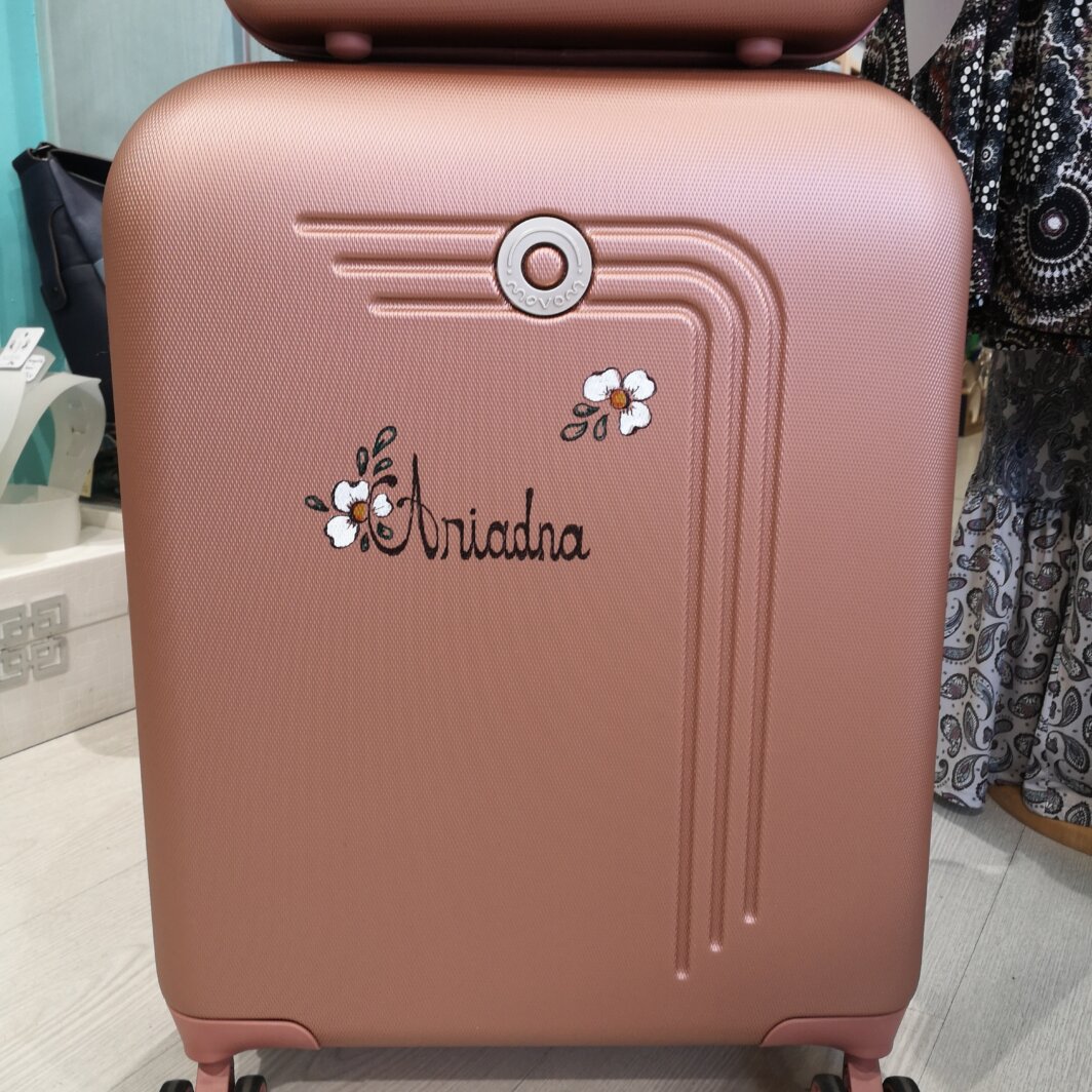 maleta cabina extensible personalizada rosa