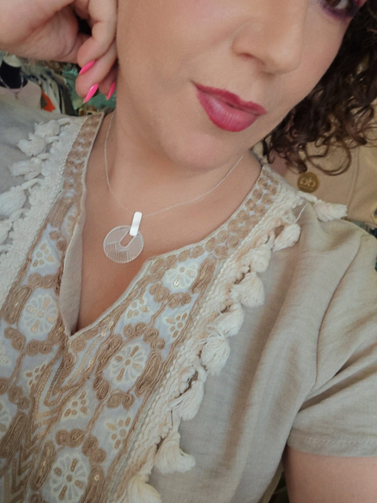 Colgante ras colección duna baño plata